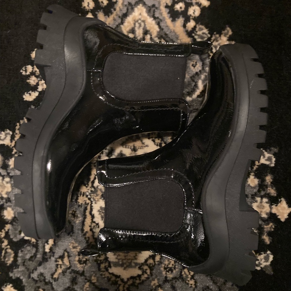 Black Patent Chunky Rain Boots🖤